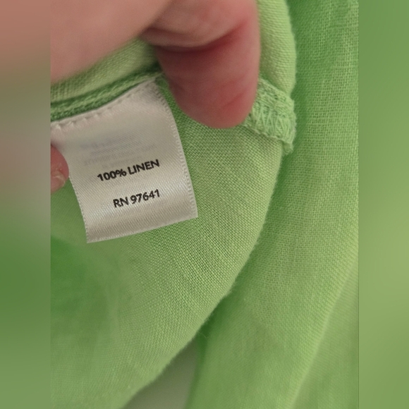 J. Jill Bright Green Linen Button Down Women's Shirt | Size M - Picture 4 of 6